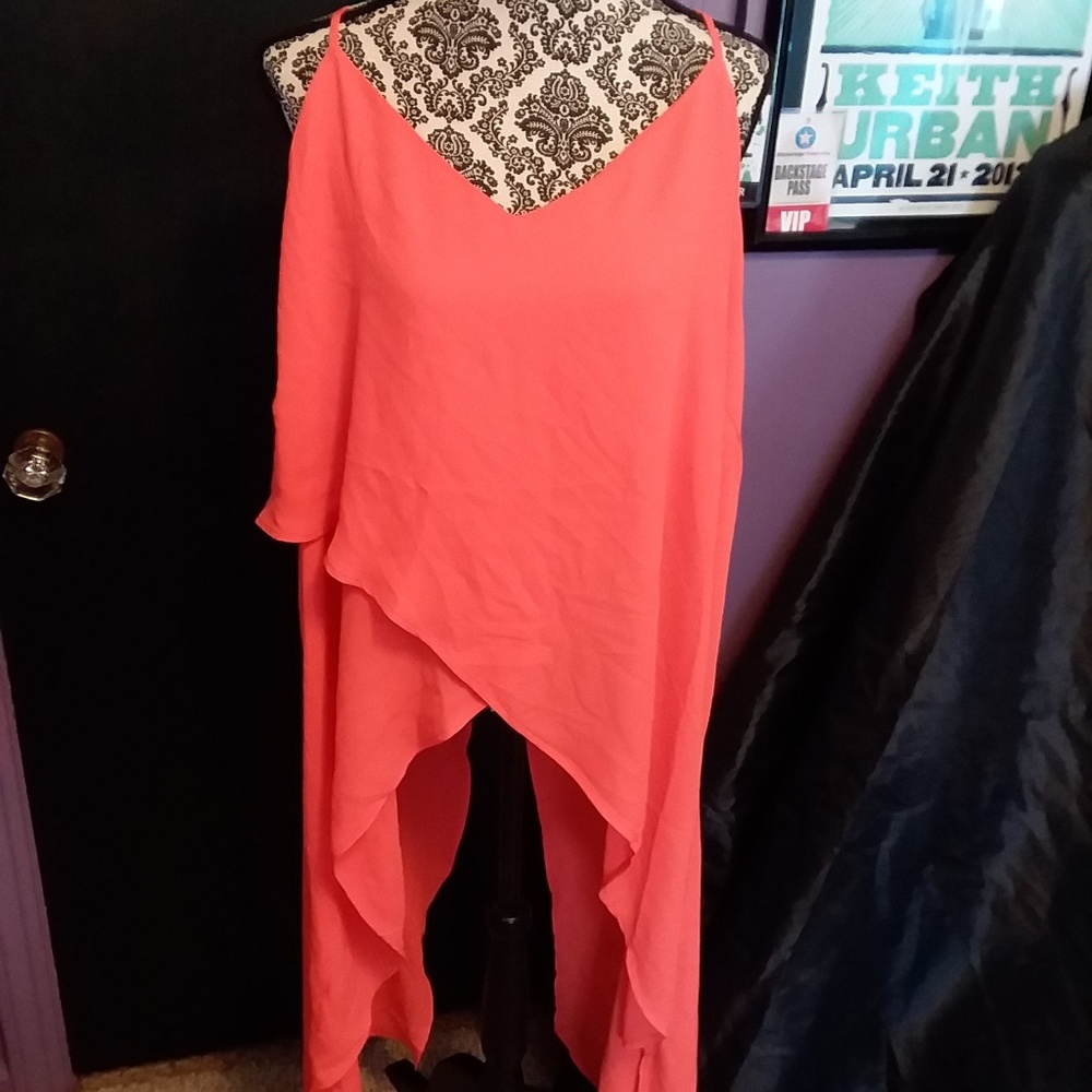 Ashley Stewart Orange Shark Bite Long Top